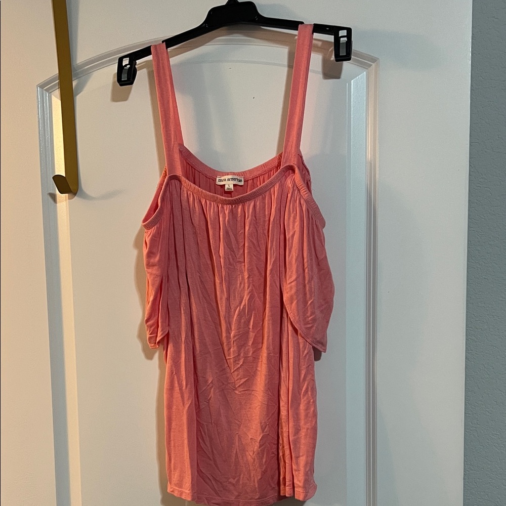 Zenana Outfitters Pink Cold Shoulder Tank Top